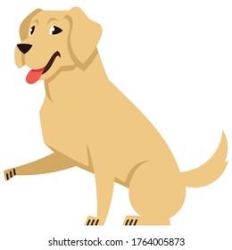 Labrador giving paw. Cute pet in cartoon style.