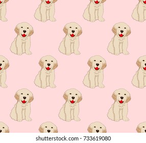 Labrador Golden Retriever Dog Seamless on Pink Background