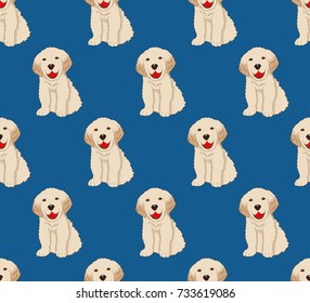 Labrador Golden Retriever Dog Seamless on Indigo Blue Background