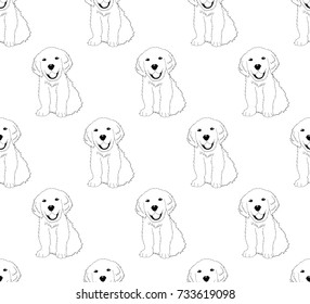 Labrador Golden Retriever Dog Seamless on White Background