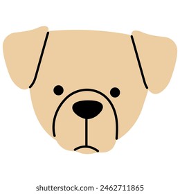 Labrador head cute on a white background, vector illustration.