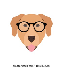 Labrador head icon isolated on white background. Funny Dog emblem in flat style. Vector illustration.