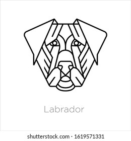 Labrador head icon logo line art illustration 