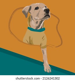 Labrador Puppy Hand Drawn Digital Illustration Great for Posters