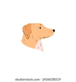 Labrador retriever raza bozal ilustración vectorial. Lindo amigable mascota lana beige. Perro de dibujos animados con orejas flacas. Animal doméstico canino de pura raza, cabeza de cachorro vista lateral retrato aislado