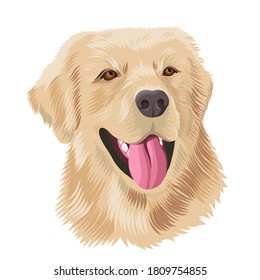 Labrador retriever closeup colorful dog portrait. Vector illustration of pet face
