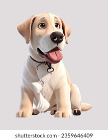 Labrador Retriever Dog 3D Animation Vector Design