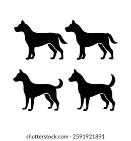 Labrador Retriever Dog collection silhouette black vector on white background