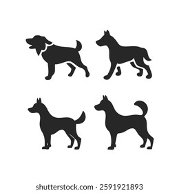 Labrador Retriever Dog collection silhouette black vector on white background