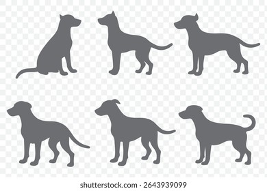 Labrador Retriever Dog collection silhouette black , stroke  vector on Transparent background. Vector silhouette of a dog. EPS 10.
