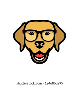 Labrador retriever dog face wearing eyeglasses - isolated outlined vector illustration