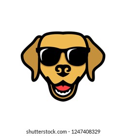 Labrador retriever dog face wearing sunglasses - isolated outlined vector illustration