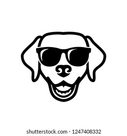 Labrador retriever dog face wearing sunglasses - isolated outlined vector illustration