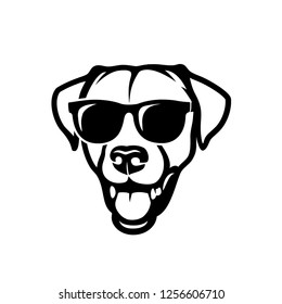 Labrador retriever dog face wearing sunglasses - isolated outlined vector illustration