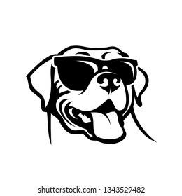 Labrador retriever dog face wearing sunglasses - isolated outlined vector illustration