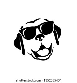 Labrador retriever dog face wearing sunglasses - isolated outlined vector illustration