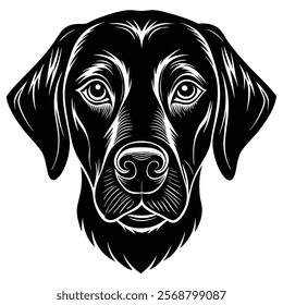 Labrador retriever dog head vector silhouette art illustration