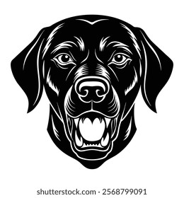 Labrador retriever dog head vector silhouette art illustration