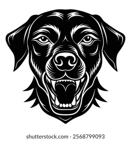 Labrador retriever dog head vector silhouette art illustration