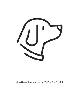 Labrador Retriever Dog Icon. Vector Outline Editable Sign for Dog Lovers, Pet Care, Dog Training, and Vet Clinic Services.