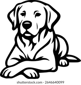 Labrador retriever cão que coloca pernas cruzadas design isolado no fundo branco eps