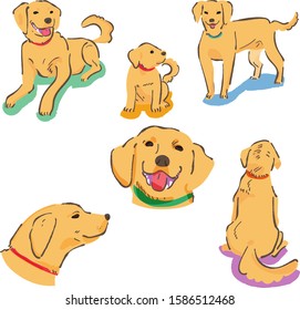 
Labrador Retriever  Dog Pet Set　Illustration