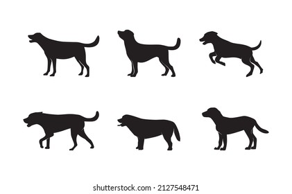 Labrador Retriever Dog Silhouette Isolated On White Background. Vector Eps 10