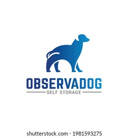 Labrador Retriever Dog Silhouette Logo Design Template. Modern flat minimalist logo design. Observadog stands for Observation Dog.