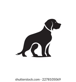 Labrador Retriever dog simple vector black image on white background. Silhouette svg vector illustration animal, laser cutting cnc.