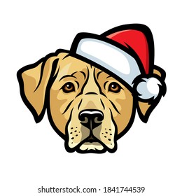 Perro recuperador de Labrador con sombrero Santa Claus - ilustración de vector aislado