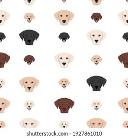 Labrador retriever dogs in different poses and coat colors. Seamless pattern.  Vector illustration