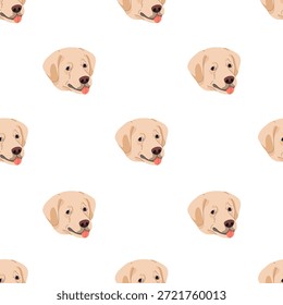 Cabeza del labrador retriever, modelo inconsútil. Perro lindo del laboratorio, fondo sin fin, impresión animal canina repetida para la materia textil, tela, diseño de papel de embalaje. Ilustración vectorial plana repetible imprimible