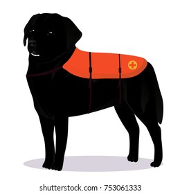 Labrador retriever lifesaver outline vector illustration