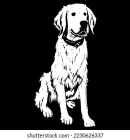 labrador retriever logo dibujado a mano vector blanco y negro
