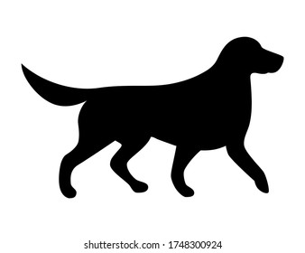 Labrador Retriever silhouette. Dog running in side view. Vector illustration isolated on white background