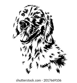 Labrador Retriever. Silhouette. Line art. smiling dog, black and white, vector illustration