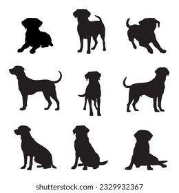 Labrador Retriever Silhouette Set - einzelne Vektorbilder von Wildtieren