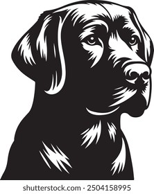 A "Labrador Retriever silhouette" typically features the distinct outline of a Labrador, showcasing the breed’s iconic shape and posture. 