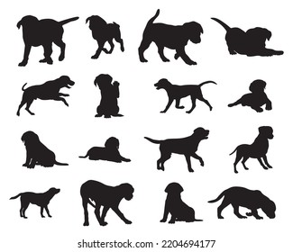 Labrador-Retrieval-Silhouetten, Labrador-Retriever-Sammlung von Tiersilhouetten