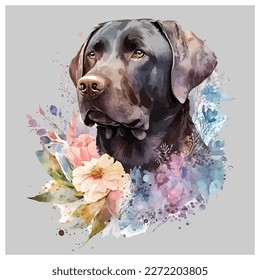 Die Labrador Retriever Wasserfarbe. Farbe, Vektorgrafik eines Labradors im Aquarell-Stil. Digitale Vektorgrafik.