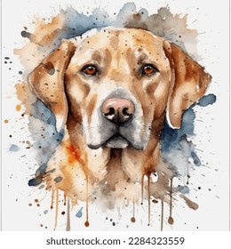 Labrador-Retrieval-Aquarell-weißer Hintergrund-T-Shirt-Vektorgrafik