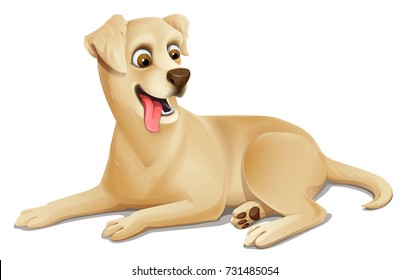 Labrador retriever. Yellow dog. Illustration, vector, isolatad. 3D.