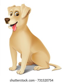 Labrador retriever. Yellow dog. Illustration, vector, isolatad. 3D.