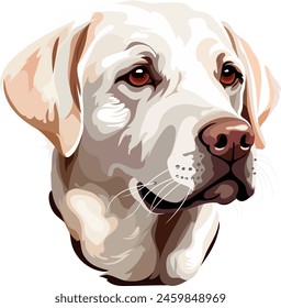 Labrador retrivet dog breed portrait, vector head illustration