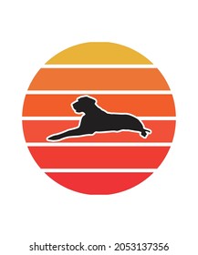 Labrador Retro Sunset Design template. Vector design template for logo, badges, t-shirt, POD and book cover. Isolated white background.