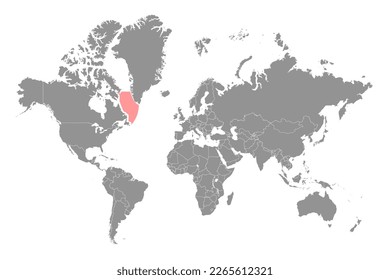 Labrador Sea on the world map. Vector illustration.
