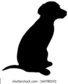 Labrador Shepherd Mix Puppy, Canis familiaris, vector silhouette.