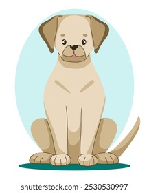 Labrador. Ilustração vetorial de cão sentado em estilo plano.