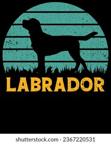 Labrador Vintage Tshirt Design,print ready typography style, clothing template, tee, graphic symbol. Perfect for teen clothes. Vector illustration
