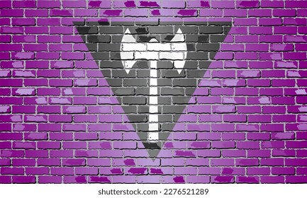 Labrys Lesbian Pride Flag brick wall    Illustration
